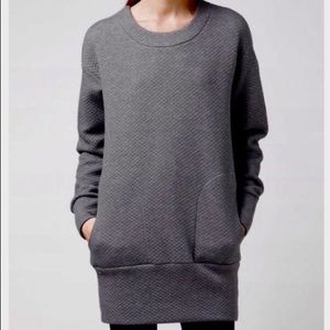 Lacoste Grey Quilted Tunic Sweater Sweatshirt Dress size 40 L Large